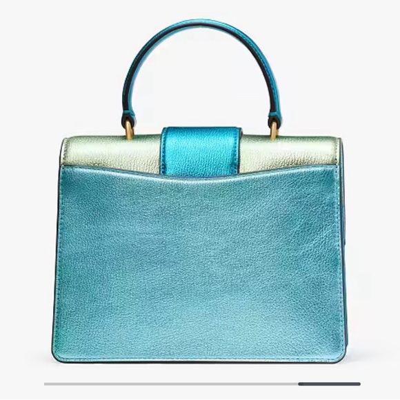 Kate Spade Bijou Metallic Blue & Green Mini Top Handle bag W/ Crossbody Strap - Picture 3 of 17